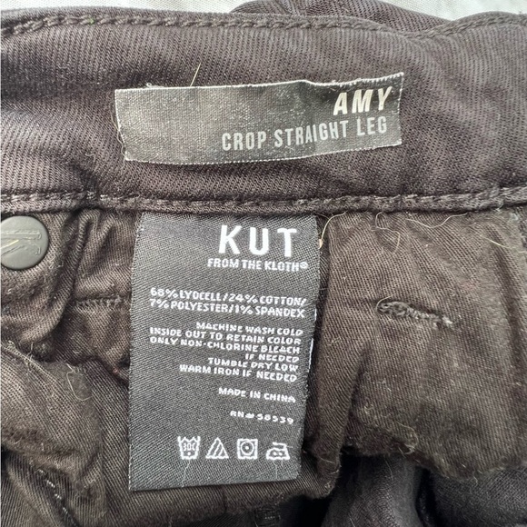 KUT from the Kloth Amy Mid Rise Crop Straight Leg Black Size 4 - Picture 7 of 10